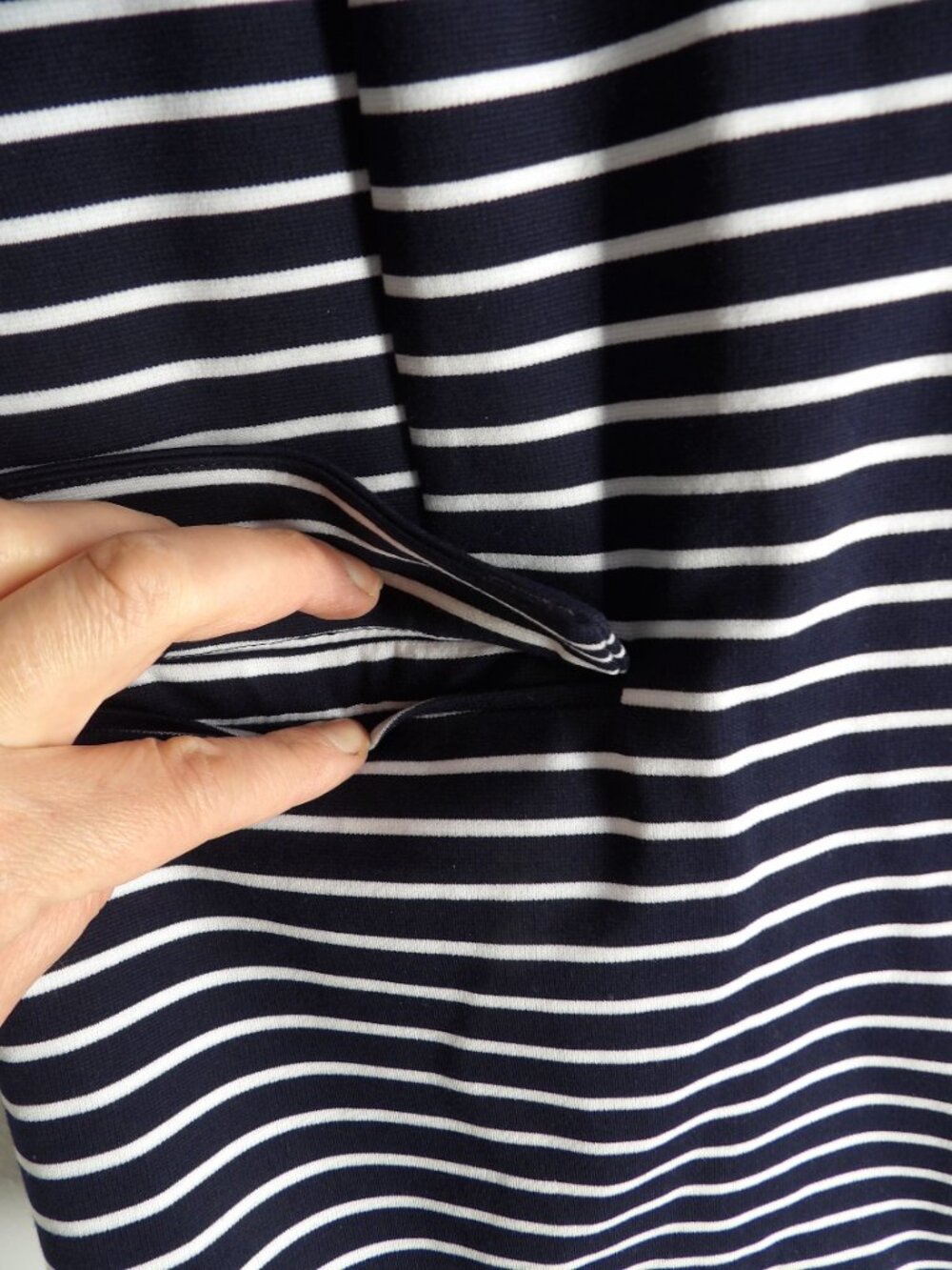 Hawthorn, navy blue and white striped blazer jacket with faux pockets - Picture 6 of 6